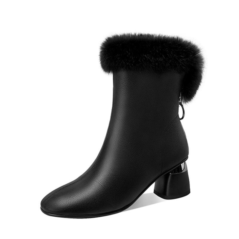 Зимние сапоги для снега, женские ботинки из овчины, толстый каблук, водонепроницаемые, нескользящие, утолщенные