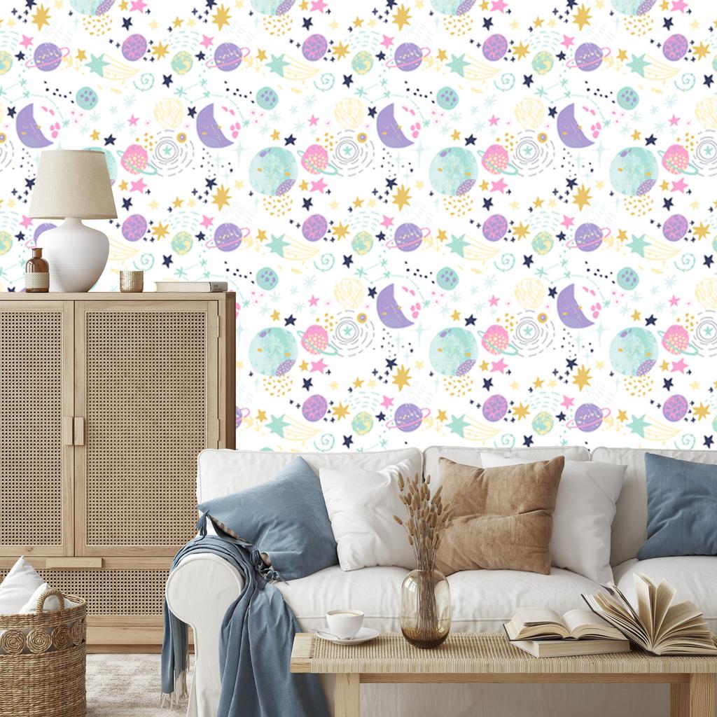 Shooting stars and planets wallpaper for living room and bedroom 50x1000