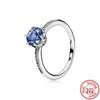 New Fashion Trendy Authentic Original S925 Sterling Silver Heart Blue Earth Moon Round Zircon Ring Women Anniversary Fine Jewelry