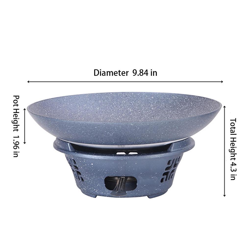Portable Nonstick Hot Pot with Alcohol Burner, 2-in-1 Dry Pot Cooker for Authentic Asian Cuisine, Home or Restaurant Use