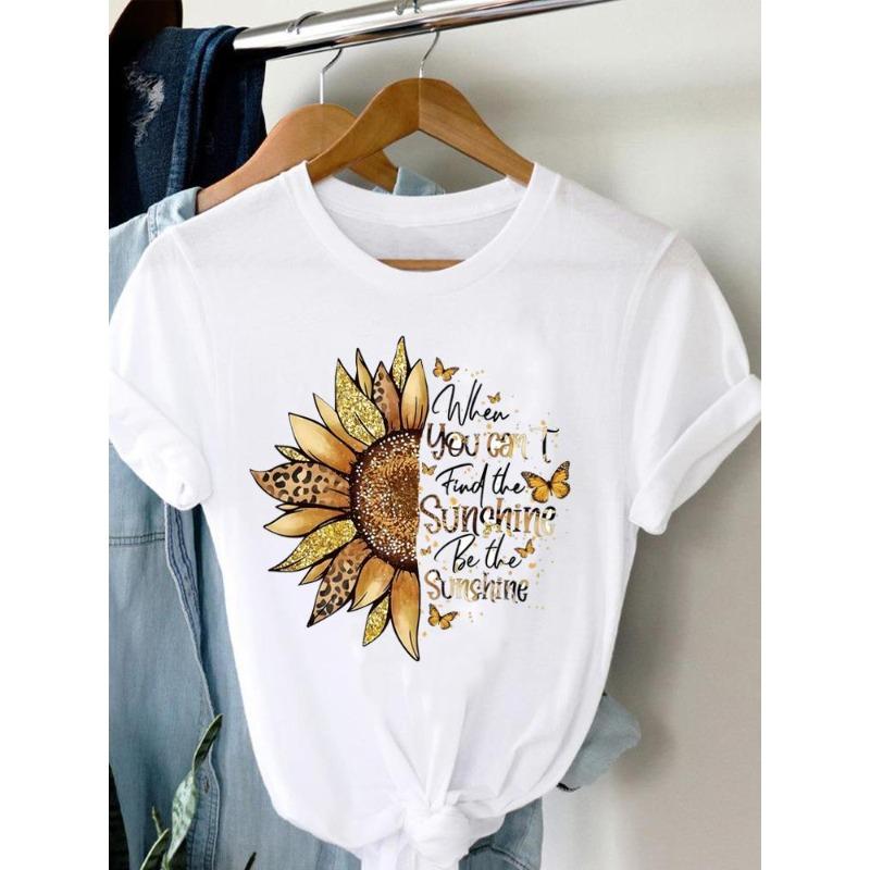 (Европейский размер)  Модная женская футболка Топ Валентин Цветок Грузовик Короткий рукав Принт Женская одежда Повседневная Футболка Женские Графические футболки