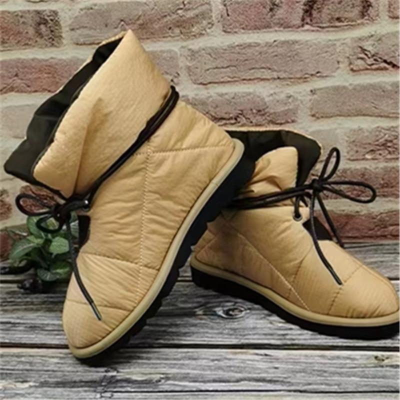Fashion Casual Short Boots 2024 Winter New Waterproof Flat Bottom Lace Up Low Rise Women's Boots for Warmth Preservation Trafza