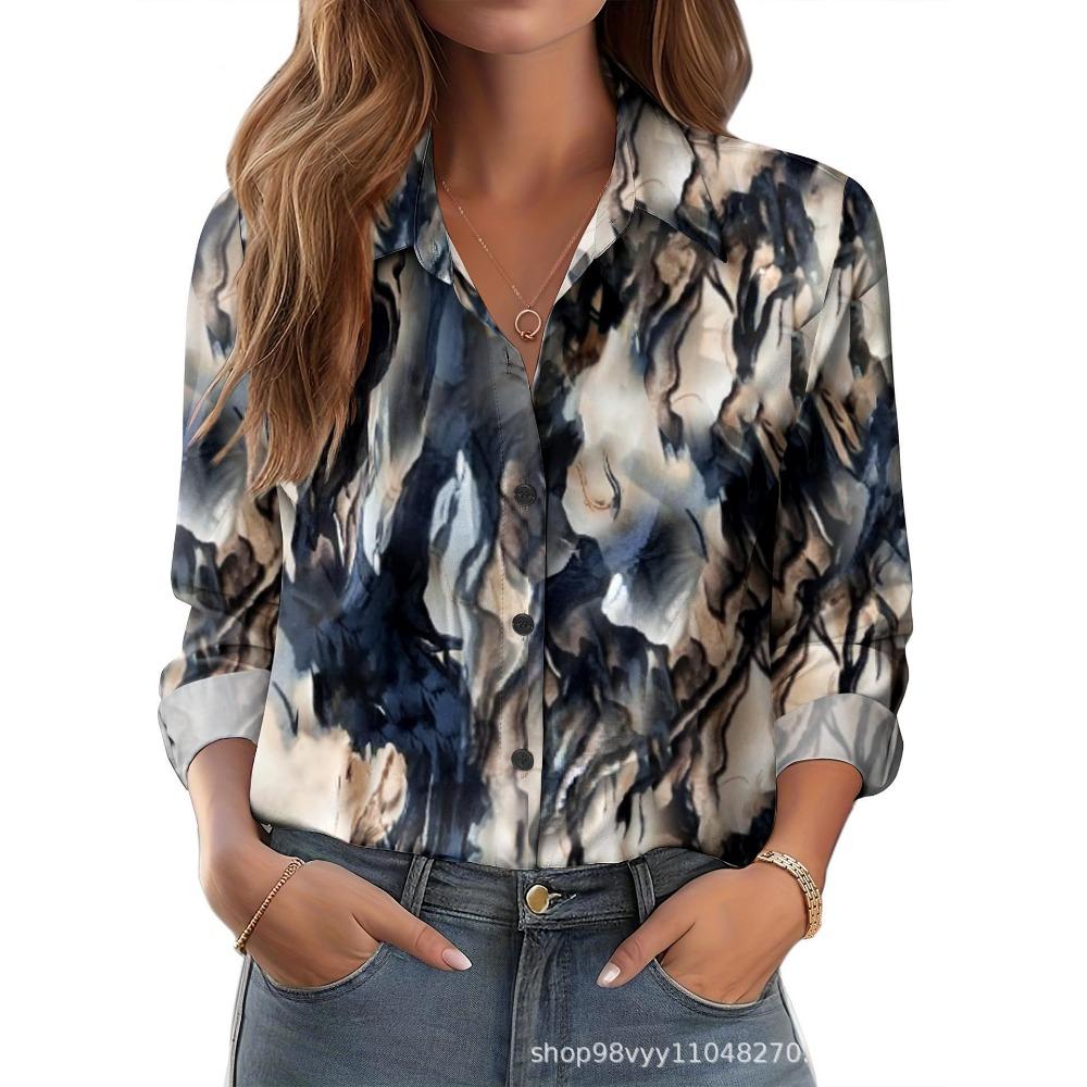 Fashion Floral Pattern Women Long Sleeve Shirts Autumn Printed Street Ladies Blouse All