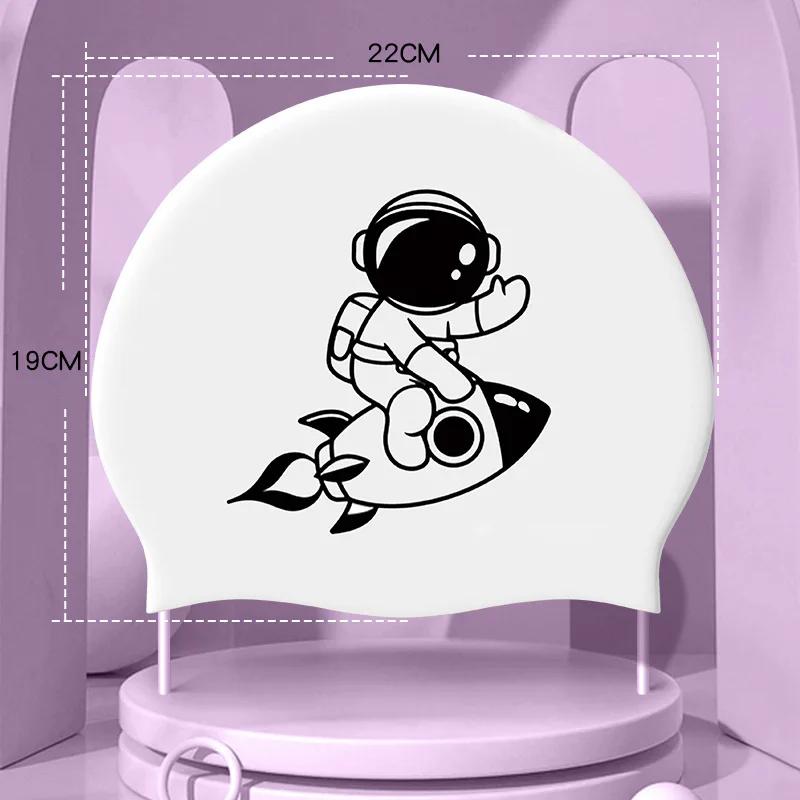 Шапочки для плавания с героями мультфильмов, большие размеры, длинные волосы, защита ушей, силиконовые шапочки для плавания для детей, печатные шапочки для плавания, аксессуары для бассейна