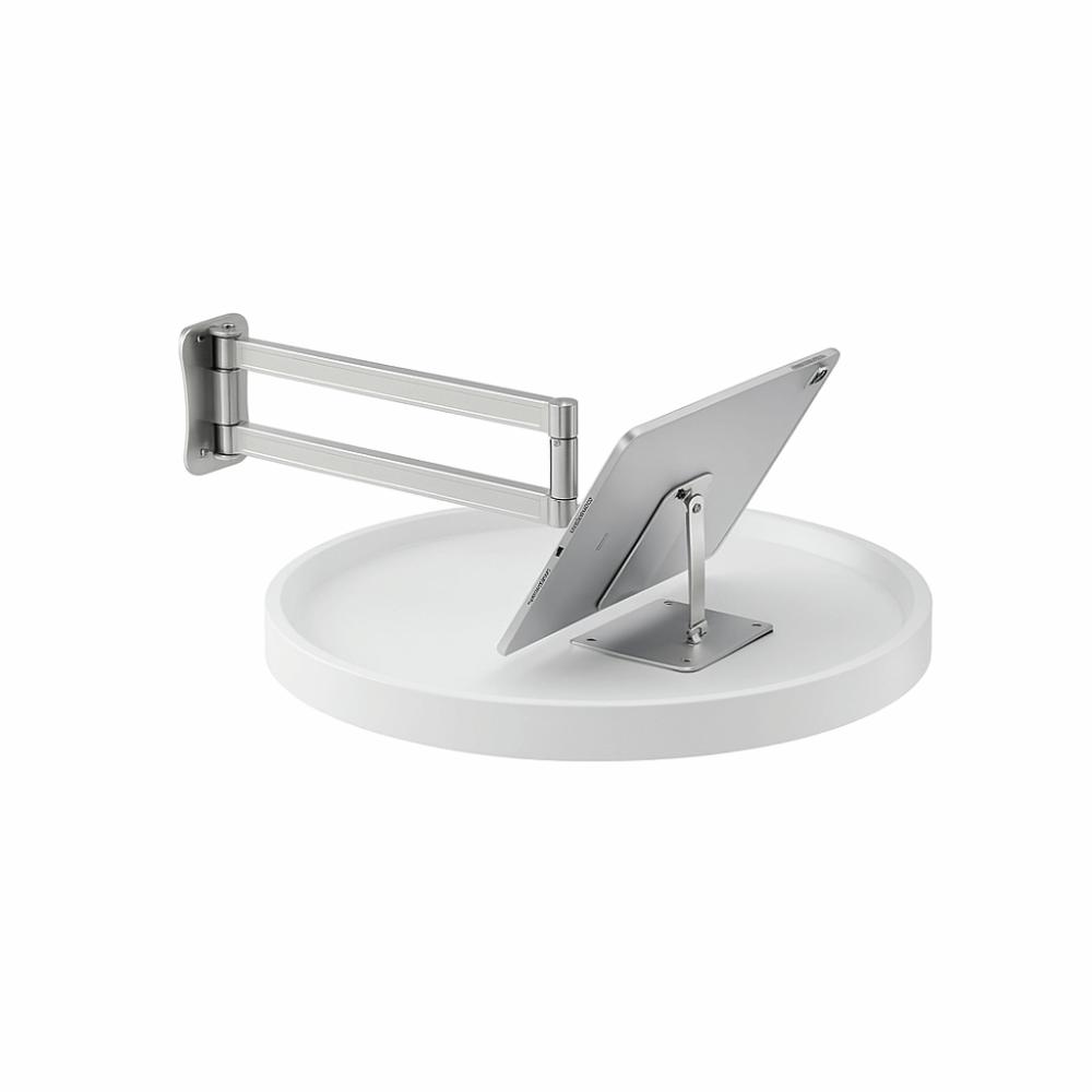 White Wall Mounted Folding Table 720°Adjustable Floating Round Tray Balcony Bay Window