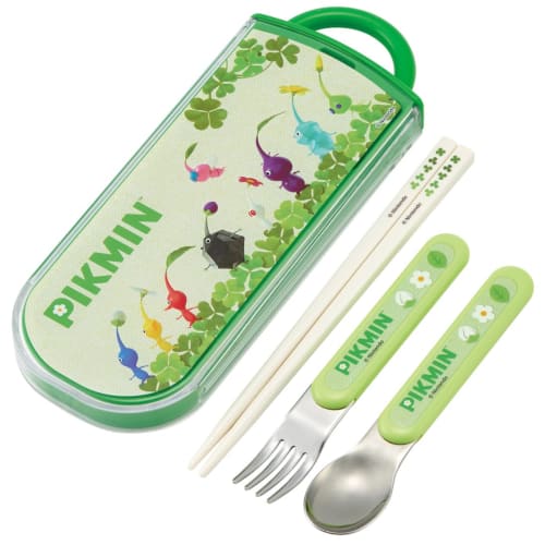 Skater Children's Cutlery Set, Lunch Box, Chopsticks, Spoon, Fork, Made in Japan, Sliding Cutlery, Name Stickers Included, Antibacterial, Trio Set, Pi