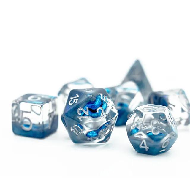 Kostki rpg oko smoka lodu zestaw 7 epoksydowych kości kostek