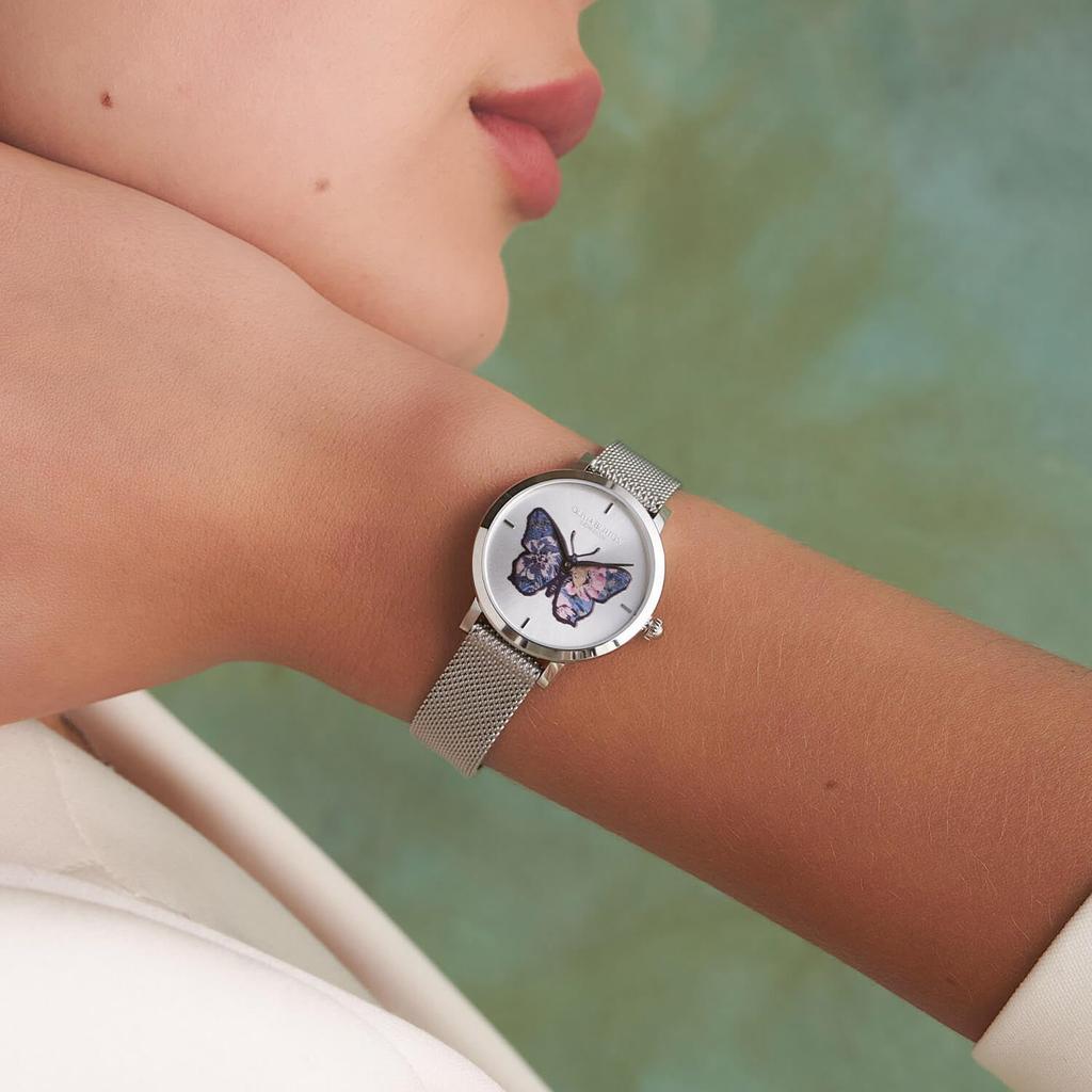Авторизованный дилер Olivia Burton Watch Ladies ob24000127 Signature 28mm Butterfly Ultra Slim Silver Mesh Watch [OLIVIA BURTON]