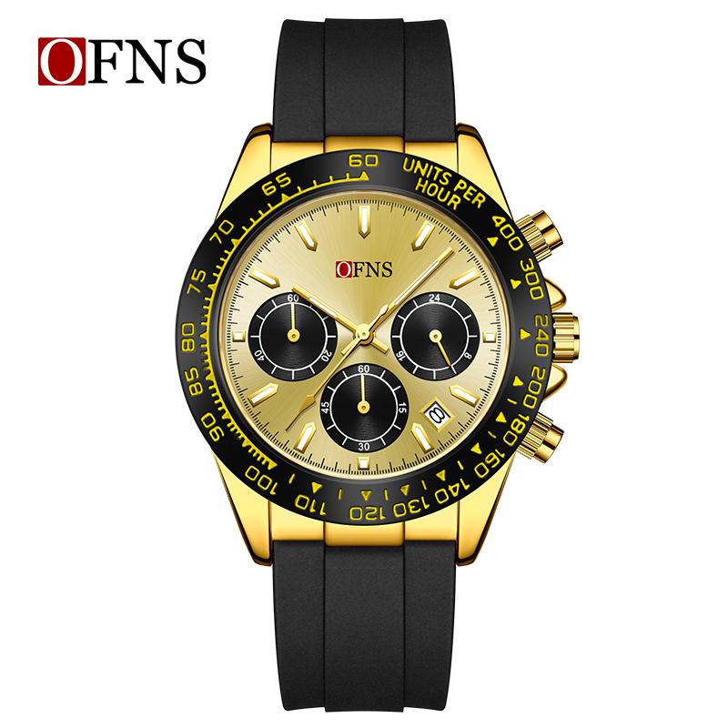 Роскошные мужские кварцевые часы, многофункциональные, три очка, шесть стрелок, хронограф, водонепроницаемые, ночник, мужские кварцевые часы