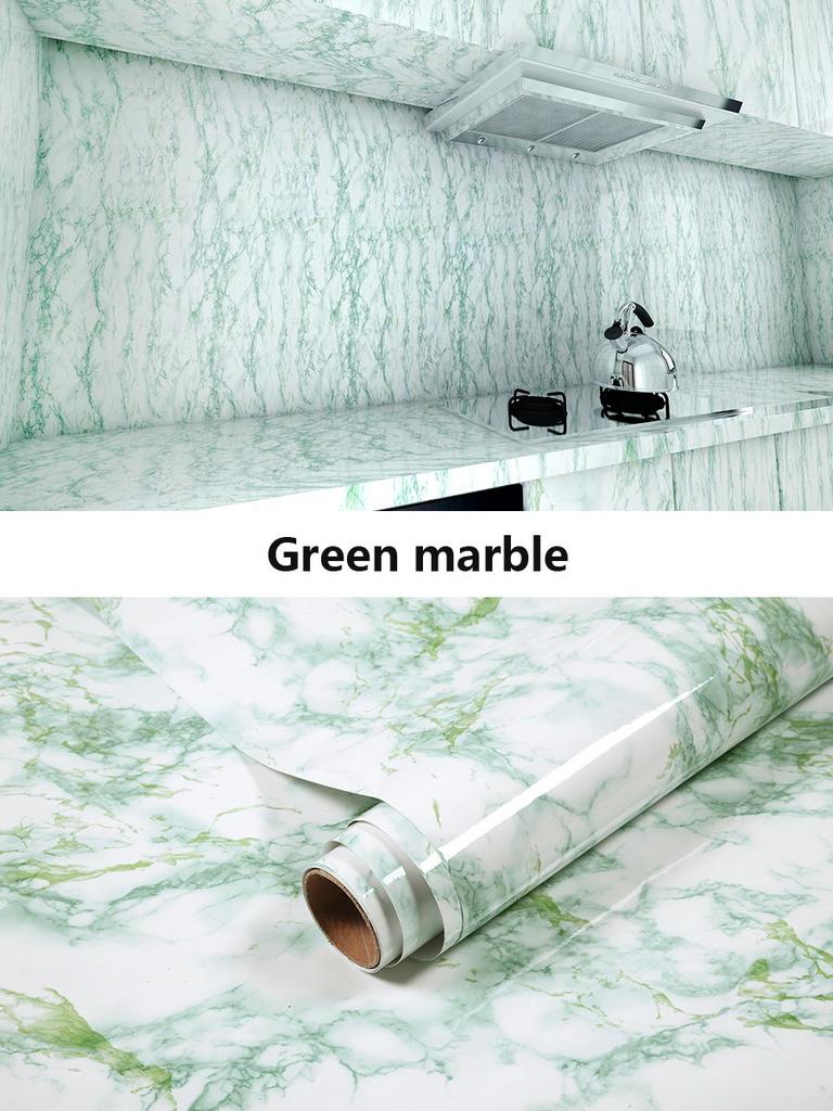 Pvc Thickened Water-Repellent And Oil-Proof Marble Wall Cover Self-Adhesive Sticker Bathroom Cabinet Cooktop Desktop Decorative Film