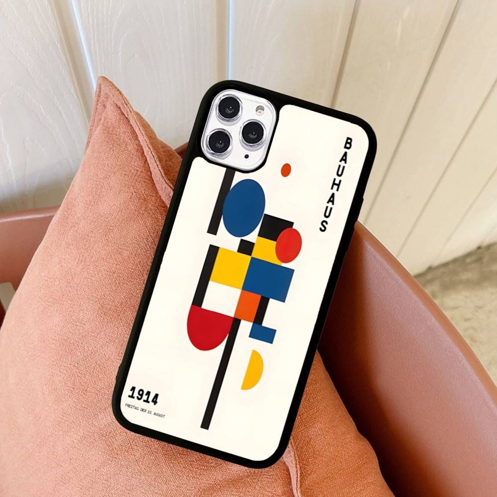 Абстрактный B-Баухаус Геометрический Арт Чехол для Телефона Для IPhone 17 16 15 14 13 Plus 12 11 Pro Max PC+TPU Чехлы Задняя Крышка