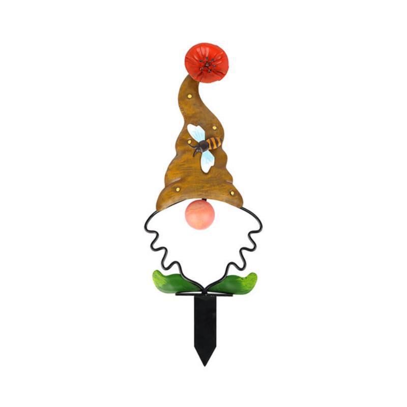 Металлический гном, вставка в землю, 3D насекомые, бабочки, маленький металлический декор в виде гнома для сада, двора, газона, украшения на открытом воздухе