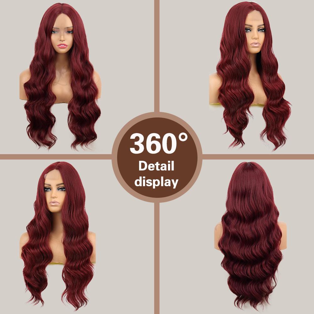 MERISIHAIR Синтетический модный длинный волнистый коричневый парик без челки, кружевной передний парик для повседневной носки, вечеринки