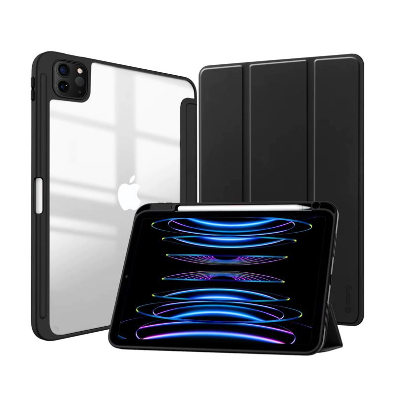 Crong Primefolio - Etui Ipad Pro 11" (2022-2021) / Ipad Air 11” M2 (2024) / Ipad Air 10.9” (5-4 Gen.) (Czarny/Przezroczysty)