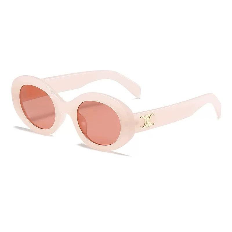 Солнцезащитные очки Xiaohongshu Oval Pink, летние солнцезащитные очки корейской версии, вогнутые очки Street Shot, персонализированная мода