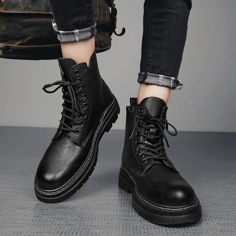 Новые роскошные брендовые мужские уличные ботинки, мотоциклетные ботинки с круглым носком, повседневные кожаные ботинки для мужчин, ботильоны, мужские ботинки