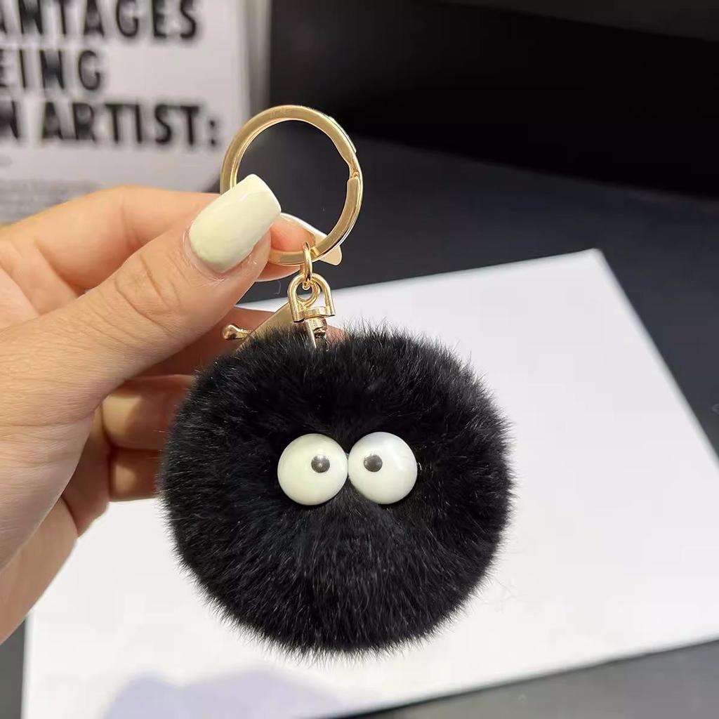 Cute Plush Coal Ball Charm: Keychain & Backpack Accessory