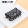 Women's Embroidered Plaid Zipper Coin Purse Cute Multi-card Slots Card Holder Small Wallet Pu Leather Short Purse