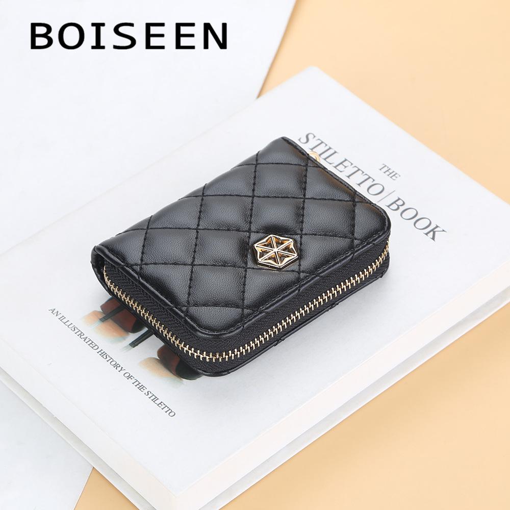Women's Embroidered Plaid Zipper Coin Purse Cute Multi-card Slots Card Holder Small Wallet Pu Leather Short Purse