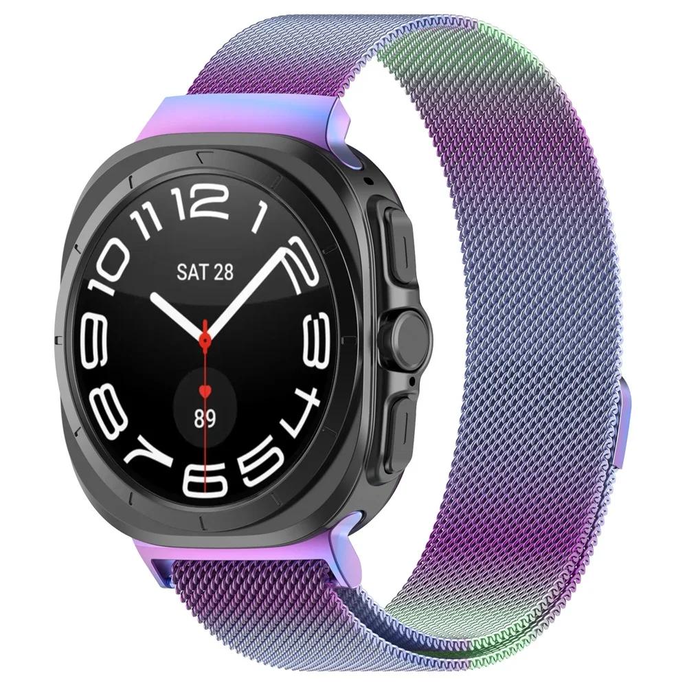 Ремешок Milanese Loop для Samsung Galaxy Watch 7 Ultra 47 мм из нержавеющей стали, магнитный браслет без зазора, аксессуары для часов 7Ultra