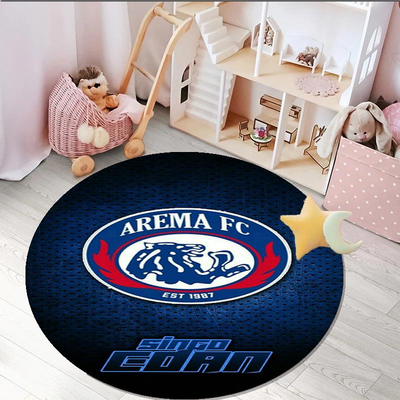 1PC round rug Arema Football club Printed Round Area Rug ,Rug For Home Office, Round Chair Rug, Decorative Carpet Fan gifts Christmas gift