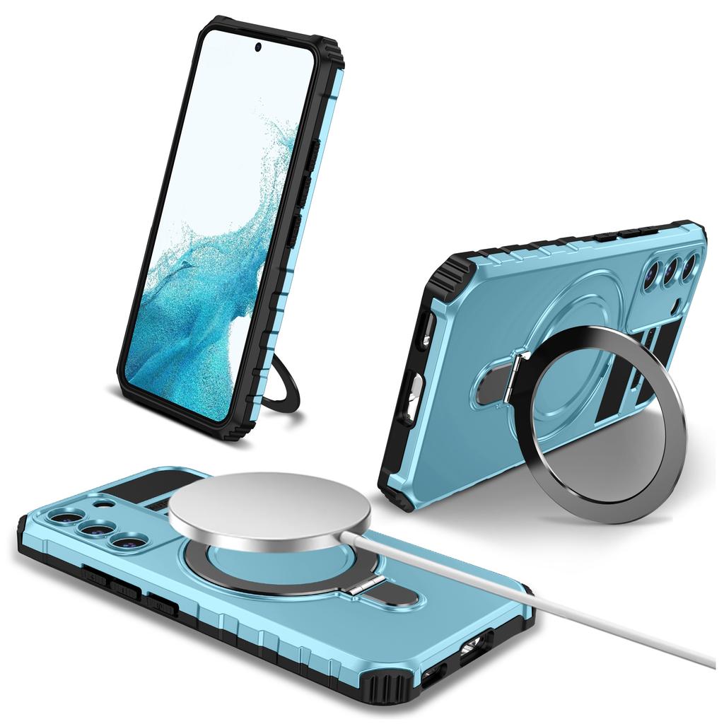 For Samsung Galaxy S22 5G Magnetic Case PC+TPU Phone Case Magnetic Finger Grip Kickstand Cover