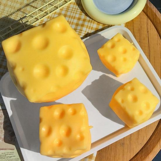Желтый Сырный Сквиш-Игрушка Снятие Стресса Кубик Сыра Фиджет-Игрушка Расслабление Помощь Концентрации Симулированный Сыр Сенсорная Игрушка Мягкий ТПР Мячик от Стресса