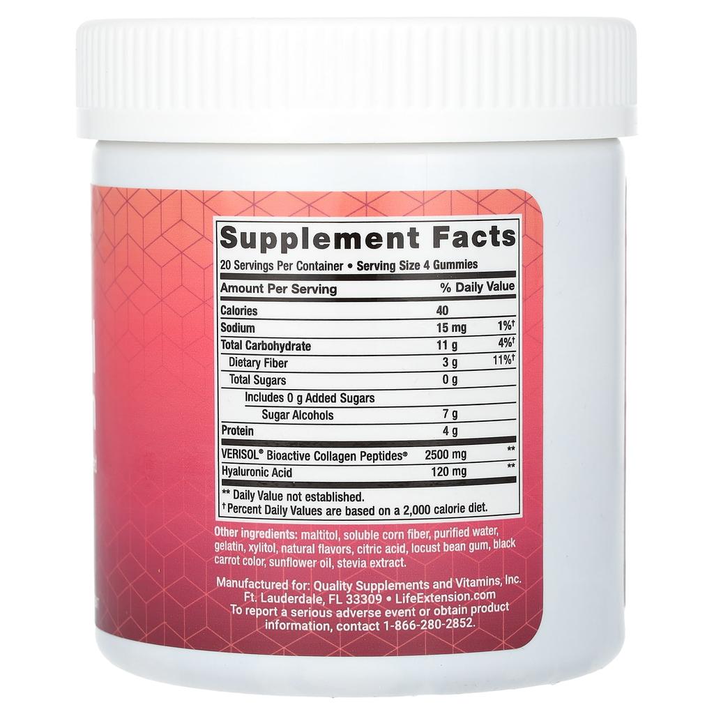 Life Extension Technology-based Gummies, Vitalizing Collagen, Cherry Vanilla Flavor, 80 Gummies