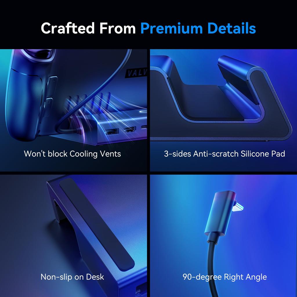 Док-станция KIWIHOME для Steam Deck Hub PD100W, быстрая зарядка, 1000M Ethernet-порты, сенсорное управление, высокоскоростная передача данных, компактный корпус из алюминиевого сплава