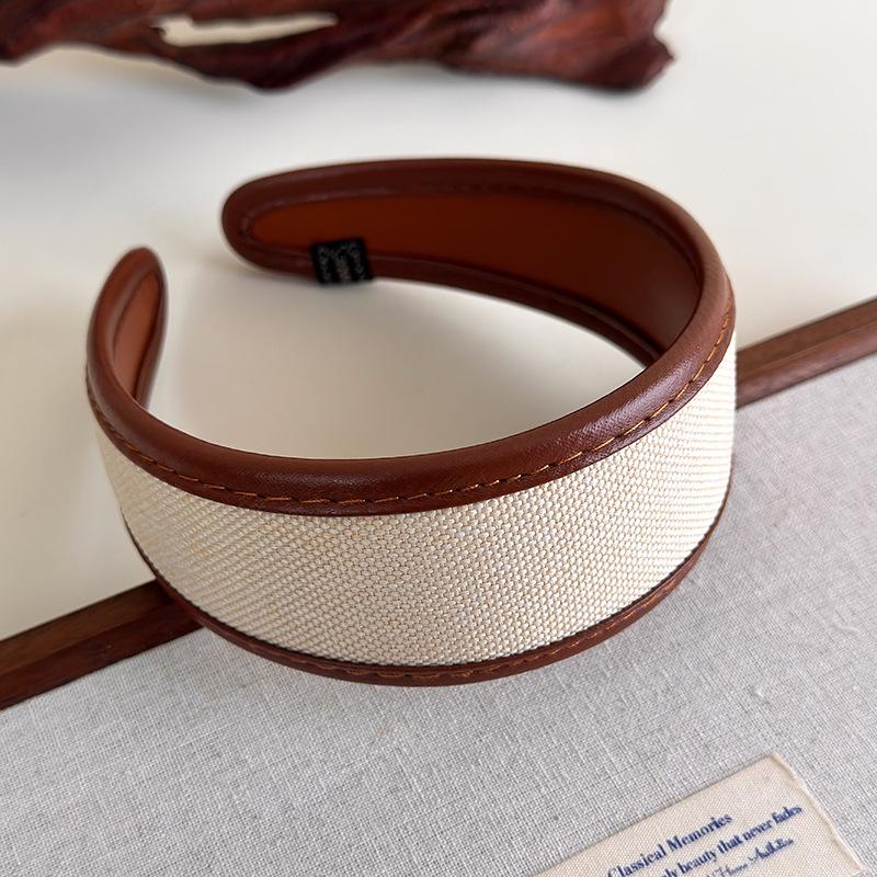 Обруч для волос во французском стиле, ретро кожаные широкие повязки на голову, женская повязка на голову, женский головной убор для умывания и макияжа, аксессуары для волос