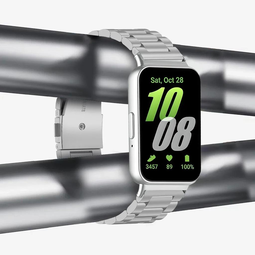 Ремешок из нержавеющей стали для Samsung Galaxy Fit 3, металлический браслет, роскошный деловой ремешок для Samsung Galaxy Fit3 SM-R390, аксессуары