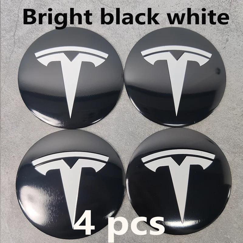 4 шт. Наклейки с логотипом на колпаки ступицы Tesla Model 3/Y/S/X 56 мм - Водонепроницаемые прочные наклейки на центр колеса Аксессуары для защиты автомобиля