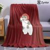 Strawberry Cat Cartoon Anime Print Flannel Blanket Soft Warm Throw for Kids Bedroom Sofa Bed Christmas Office Car