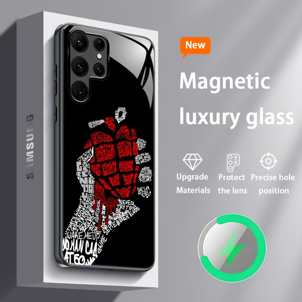 Крутой чехол для телефона Green Day для Samsung S25 S24 S23 S22 S21 S20 Plus Ultra Note20, стеклянный магнитный чехол