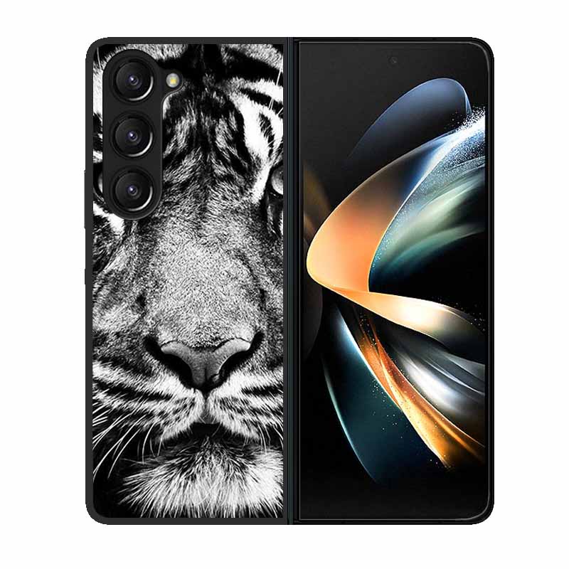 Чехол-крышка для телефона Samsung Z Fold 6 Волк Черный Пластиковый Жесткий Задний Чехол для Samsung Galaxy Z Fold6 Fold 4 3 2 5 Чехол Funda