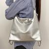 Wind Backpack Women's New Silver Bag Chain Student Class Large Capacity Casual Backpack