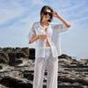 New Beach Women's Solid Color Knitted Beach Bikini Swimsuit Women's Dress