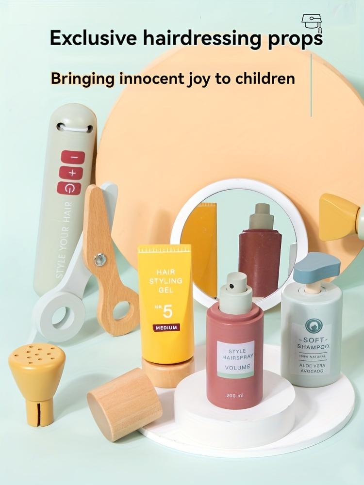 13 шт. Деревянный парикмахерский набор Набор игрушек для парикмахерской для молодежи, Деревянный набор игрушек для макияжа, Игрушка для индивидуальной прически, Набор для бритья для мальчика