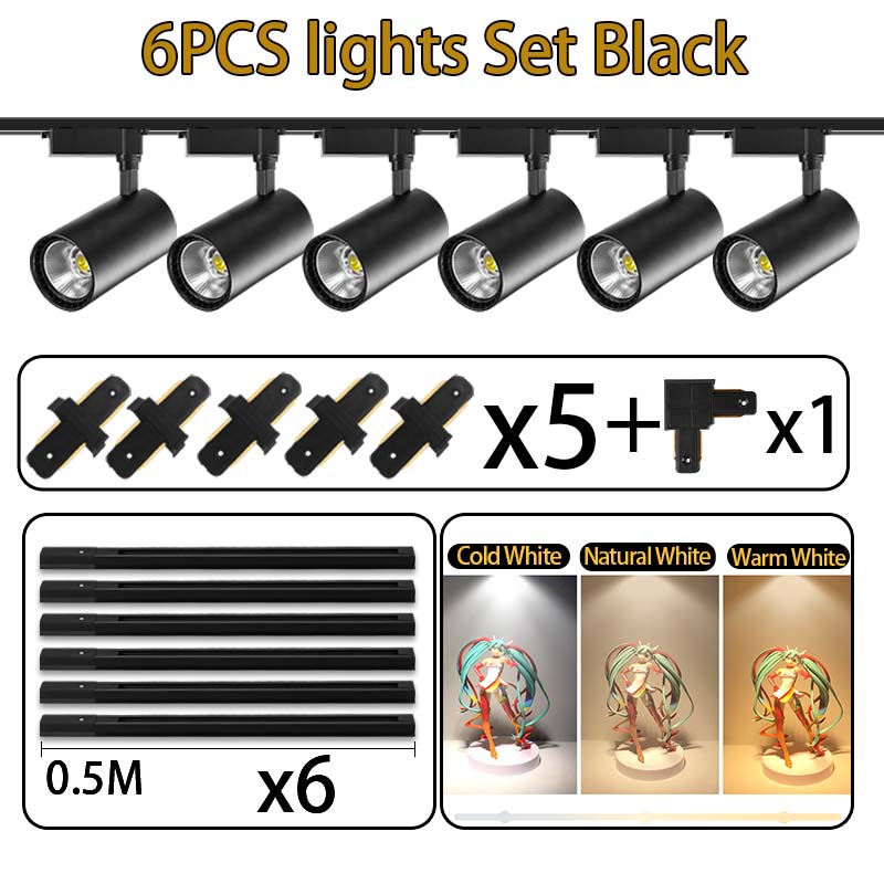LED Track Light 220V Fixture Led Track Lamp Set Spot Lighting Fixture COB Spotlight Rail 12/20/30/40W For Store Kitchen Indoor