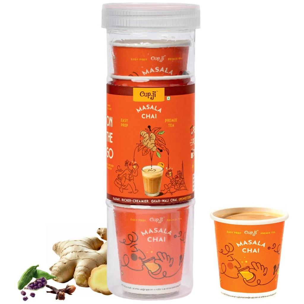 Cup-Ji Masala Chai Premix Cups | Instant Tea | 7 Cups | Each Cup Size 210 ml | Kadak Ghar-Wali | No Added Sugar | On the Go | Easy Prep | For Offic