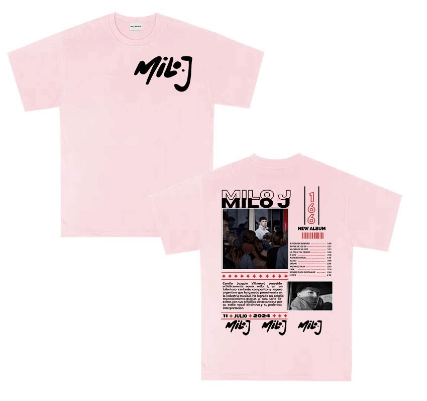 Rapper Milo J 166 Tour 2025 album T Shirts Unisex Retro High Quality Short Sleeve Tshirts Oversized 100 Cotton TShirt Streetwear