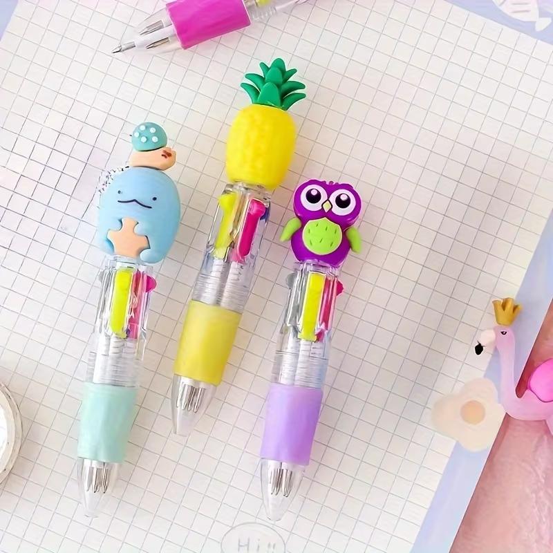 Cute Retractable Round Ballpoint Pens, Stick Construction Type, Plastic Material, for School and Office Supplies