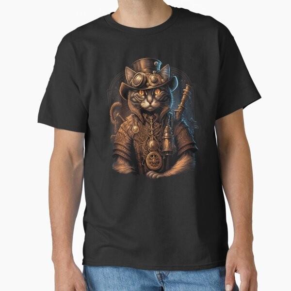 Steampunk Cat 4 Classic Tshirt Made In Usaaus Tshirt S2xl