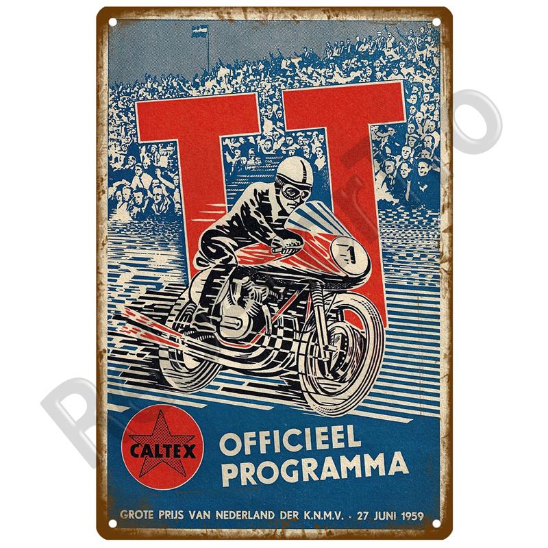 TT Races Vintage Wall Poster Vintage Retro Wall House Restaurant Decoration Plaque Metal Wall Decor Art Metal Sign Tin Sign ISLE