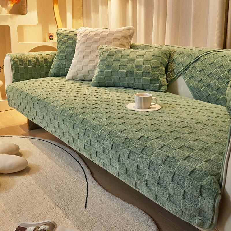 Зимний плюшевый утолщенный коврик для дивана, новый противоскользящий универсальный чехол для дивана на четыре сезона, современный минималистичный универсальный чехол для сиденья «все включено»