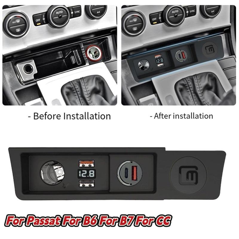 Для Passat B6 B7 07-16 Розетка-зарядное устройство USB Быстрая зарядка Для CC 10-18 Запасная автомобильная розетка-зарядка Электронные аксессуары