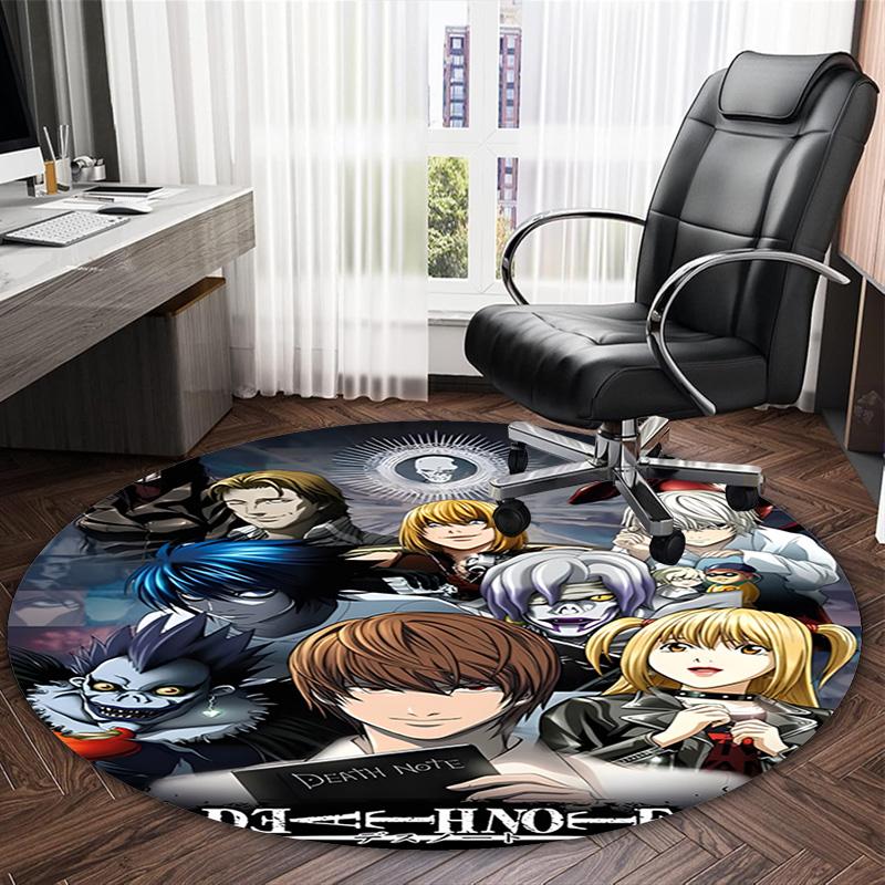 1pc D-Death Note Carpet, Round Rug, Comfortable, Suitable for Entryways, Living Rooms, Office, And Bedrooms, Christmas Decoration
