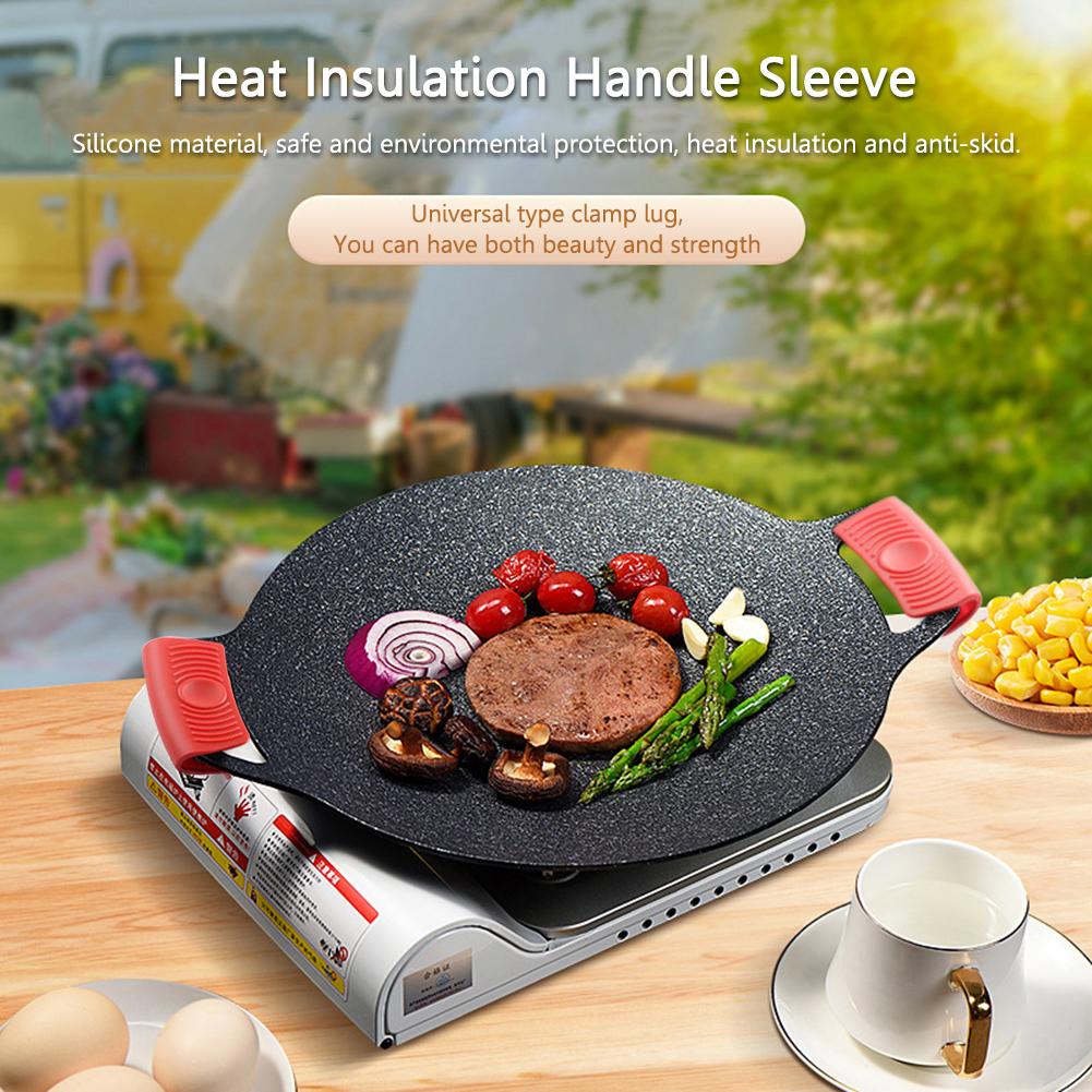 2pcs Pan Handle Cover Heat Resistant Anti Scalding Pot Holder Clip Non-Slip Silicone Pot Clips Cooking Tool Kitchen Gadgets