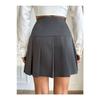 Black Women's Pleated Woven Mini Skirt Et0002