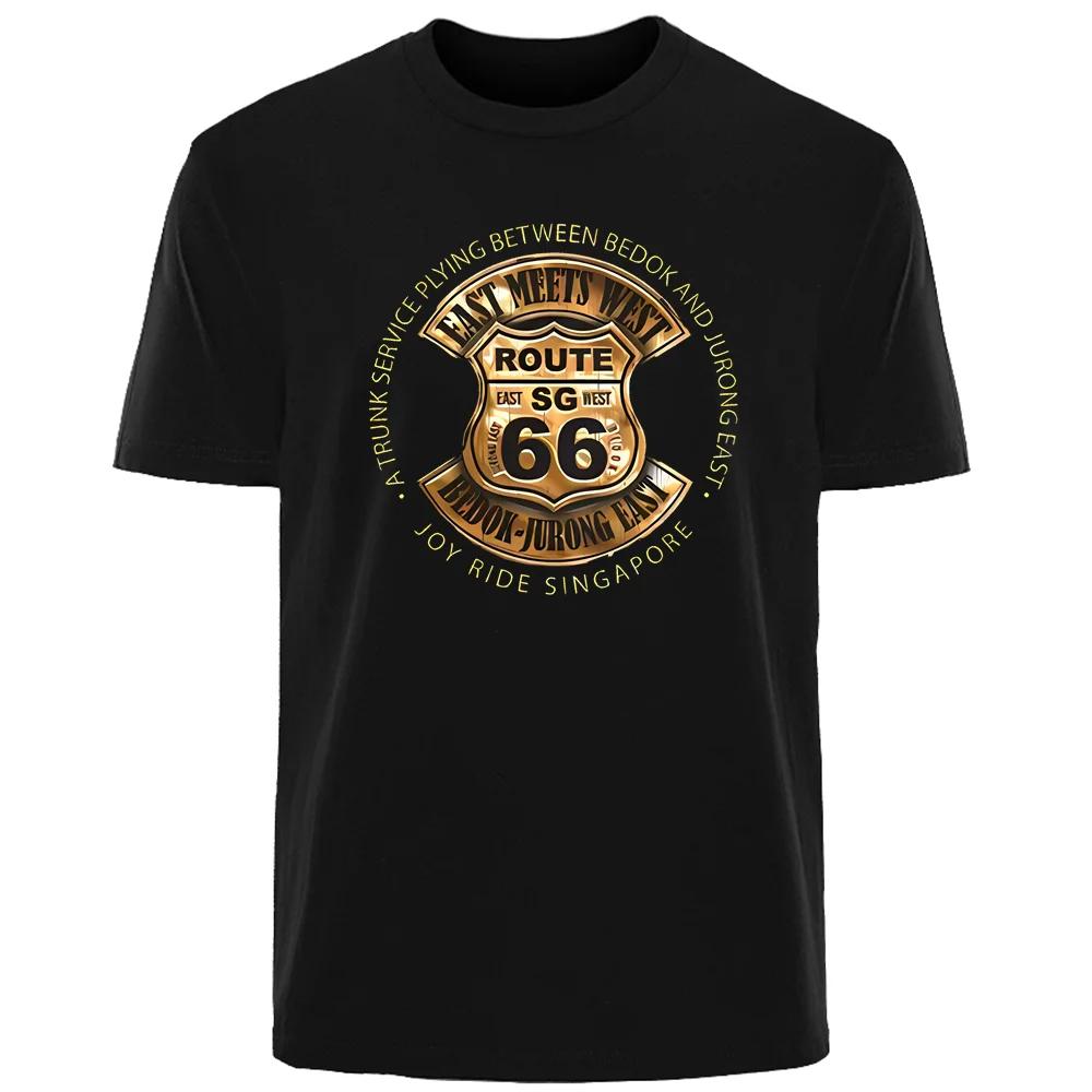 Винтажная футболка с принтом Route 66, летняя, высококачественная, мужская, хлопковая, модная, дышащая, влагоотводящая, повседневная мужская уличная одежда